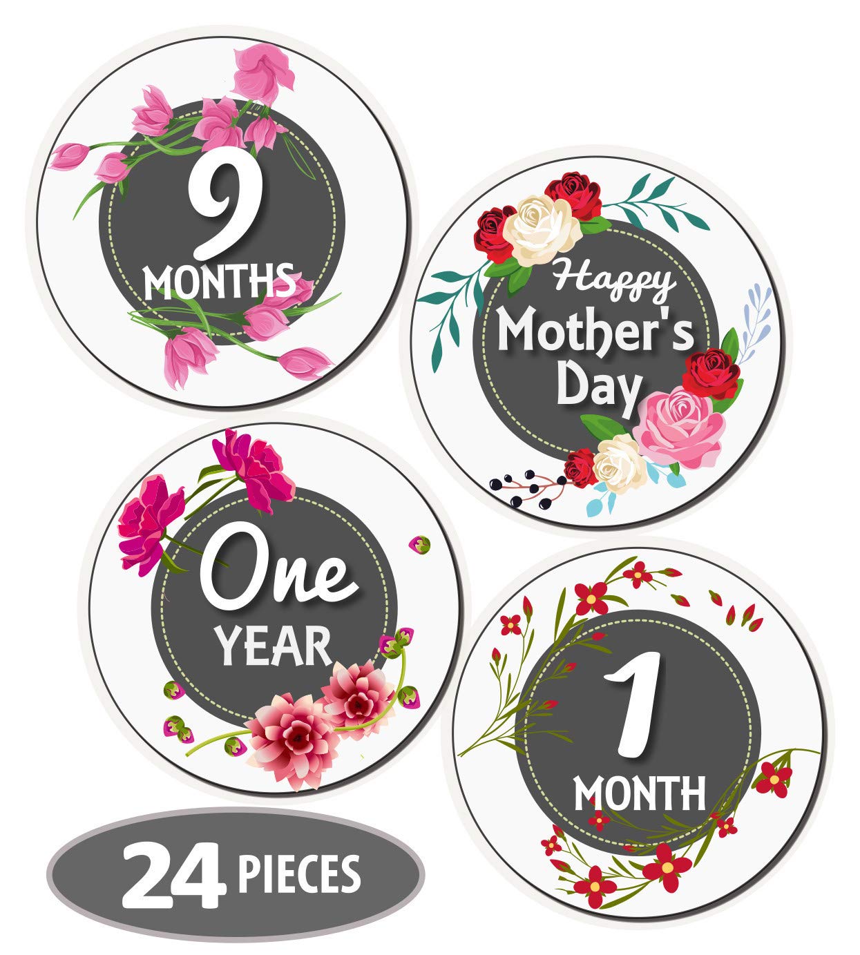 Mesmerico 24 Baby Monthly Holiday Floral Stickers Baby