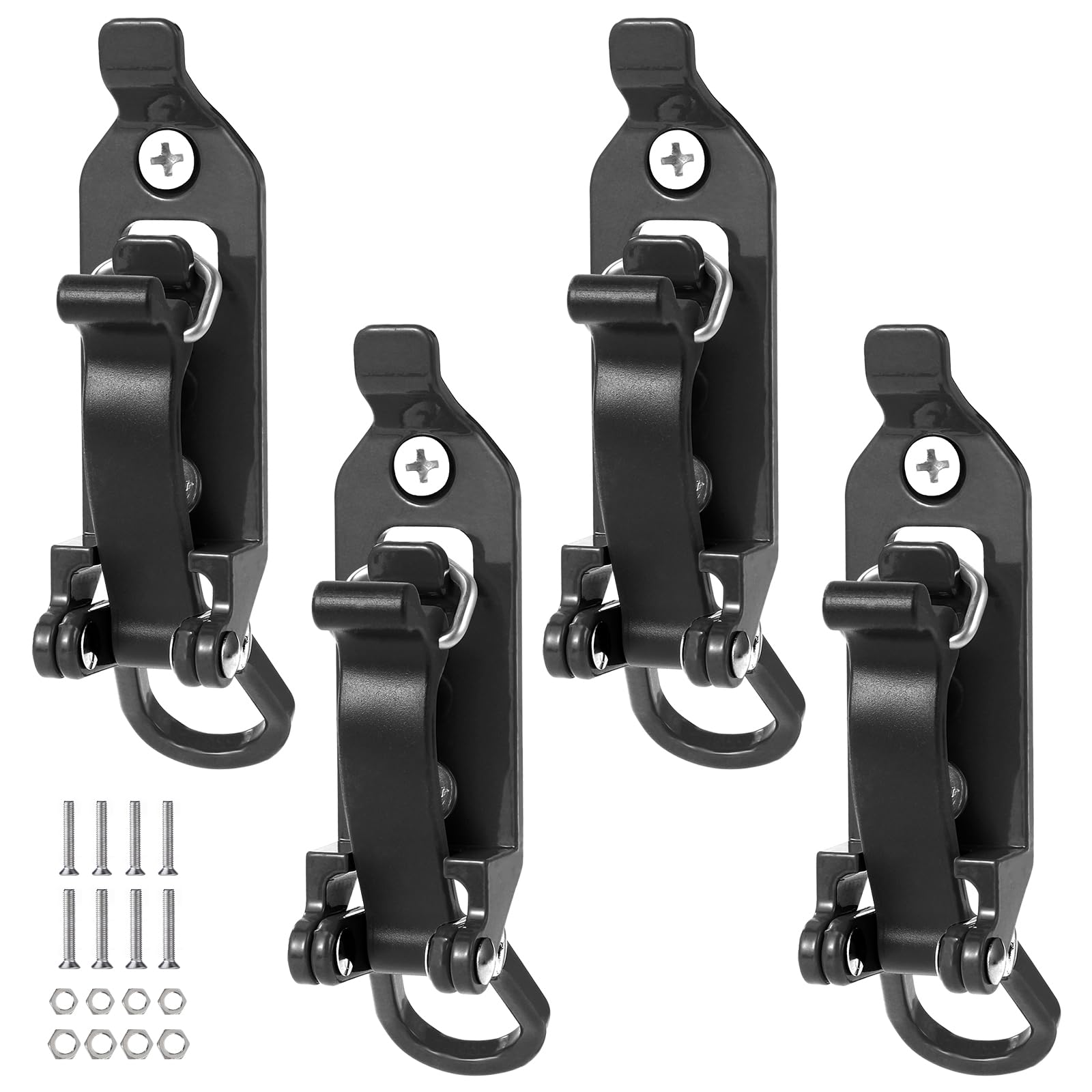 Faankiton 4PCS Roof Rack Mount Kit, Metal Rubber Clamps Shovel Holder Clamp, Quick Release Axe Holder, Black