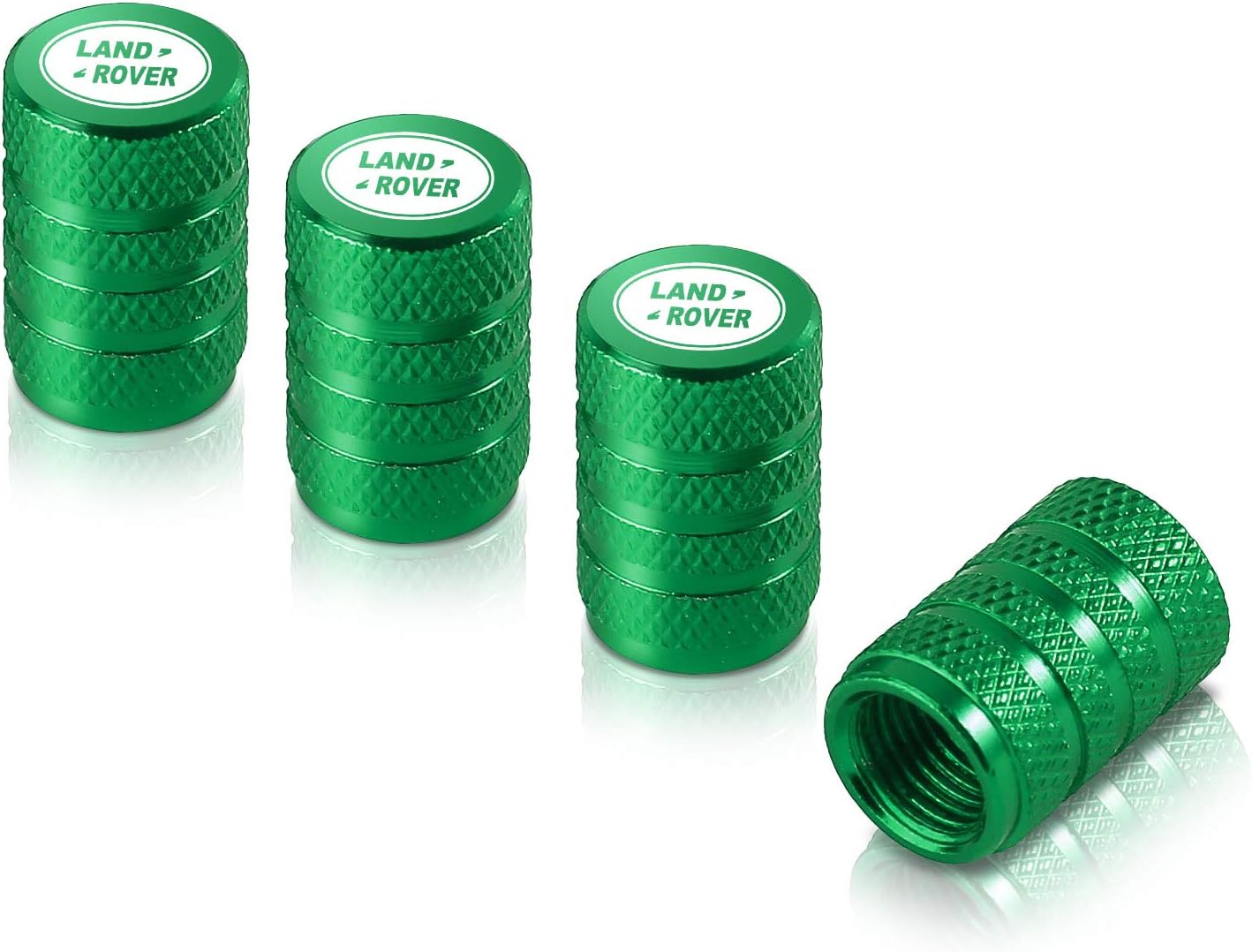Qideloon Auto Valve Stem Caps,4 Pack Universal Tire Valve Caps with Logo Emblem for Cars, SUVs, Bike and Bicycle, Trucks, Motorcycles Airtight Seal Heavy Duty (Land Rover, Green)