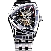 FORSINING Triangle Skeleton Men's Automatic Mechanical Watch Luxury Gold Black Stainless Steel Watches Waterproof Luminous Sports Wristwatch