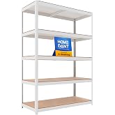 HOMEDANT White 48.1" Deep 5 Tier Storage Shelves Garage Shelving Unit | Adjustable boltless metal shelving for pantry, closet, kitchen, basement, garage and warehouse