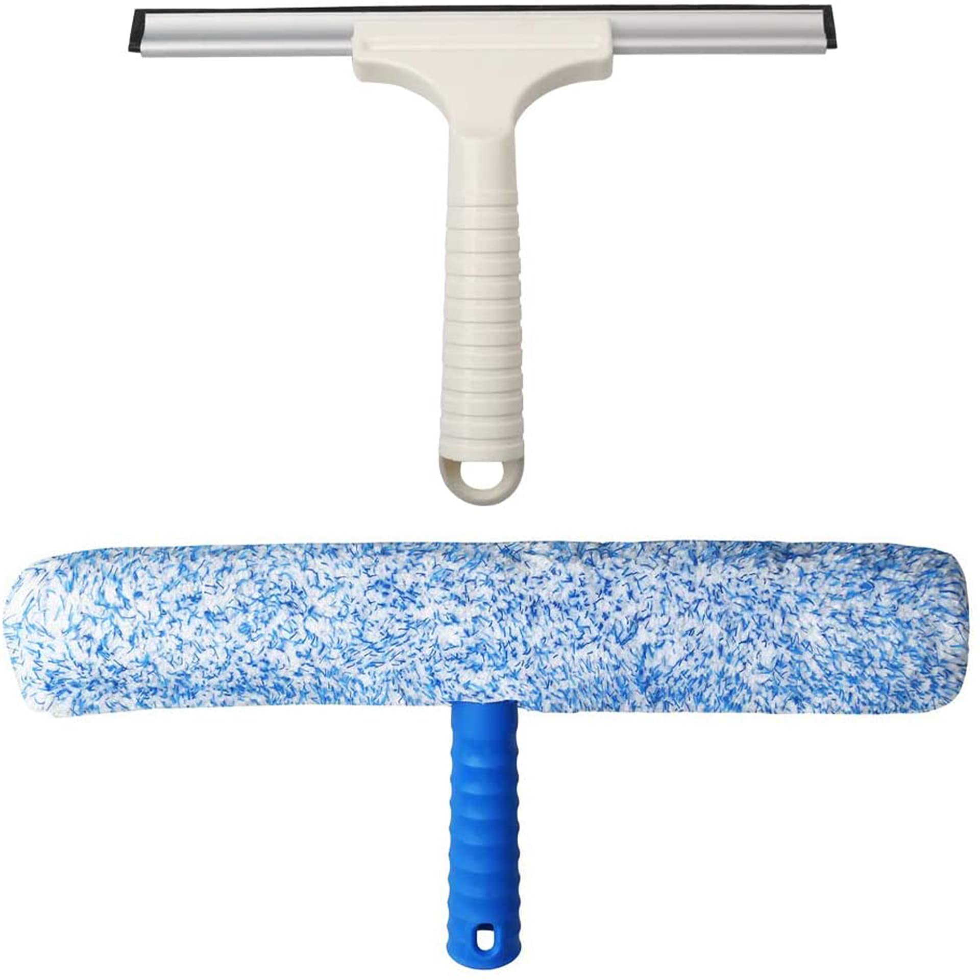 Professional Window Cleaning Combo - 2 in 1 Windows Squeegee & Microfiber Window Scrubber, Windows Cleaning Equipment, 14''