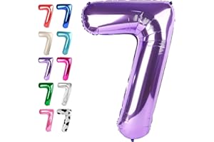 UPGESY Purple Number 7 Birthday Balloon 40 Inch, Digital Balloons for 7 17 27 70 77 Party Celebration Decorations Supplies, Mylar Foil Numbers Balloon for Seven Wedding Anniversary