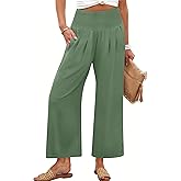 ANRABESS Womens Pants Wide Leg High Waisted Palazzo Pants Summer Flowy Beach Lounge Casual Trousers with Pockets
