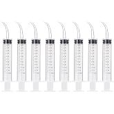 TecUnite 8 Pcs Syringe Dental Irrigation Syringe with Curved Tip | 12cc Disposable Wisdom Teeth Cleaning, Tonsil Stone Removal, Oral Mouth Liquid Measurement, Clear Graduated Marks
