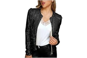 DPTALR Womens Sequin Jacket Shiny Metallic Jacket 70s Disco Jacket Plsu Size Glitter Sparkly Blazer Open Front Blazer Coat