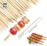Lanjue 200Pcs Bamboo Paddle Skewers 12cm Flat Barbecue Cocktail Picks Party view 2