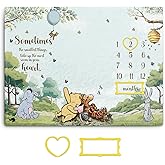 Guawubiang Winnie Milestone Blanket for Baby Boy, The Pooh Babies Monthly Milestone Blanket Gift, Baby Growth Photo Blankets with Photo Tools, Perfect for Baby Shower Birthday Party