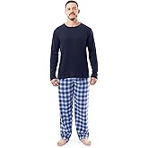 IZOD mens Long Sleeve Crewneck Top and Flannel Pants Sleep Pajama Set