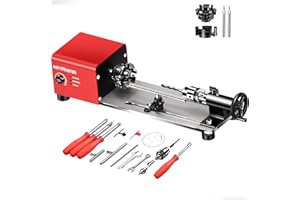 Mini Lathe, WM101A-Plus Mini Wood Lathe Machine, 24VDC 96W Power Lathe, Small Benchtop Lathe with Wood Turning Lathe Tools Ki