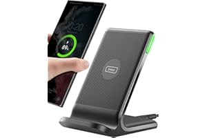 INIU Wireless Charger, 15W Fast Qi Certified Wireless Charging Station with Sleep-Friendly Adaptive Light Compatible with iPhone 17 16 15 14 13 12 Pro Max Samsung Galaxy S25 S24 S23 Note 20 Google etc