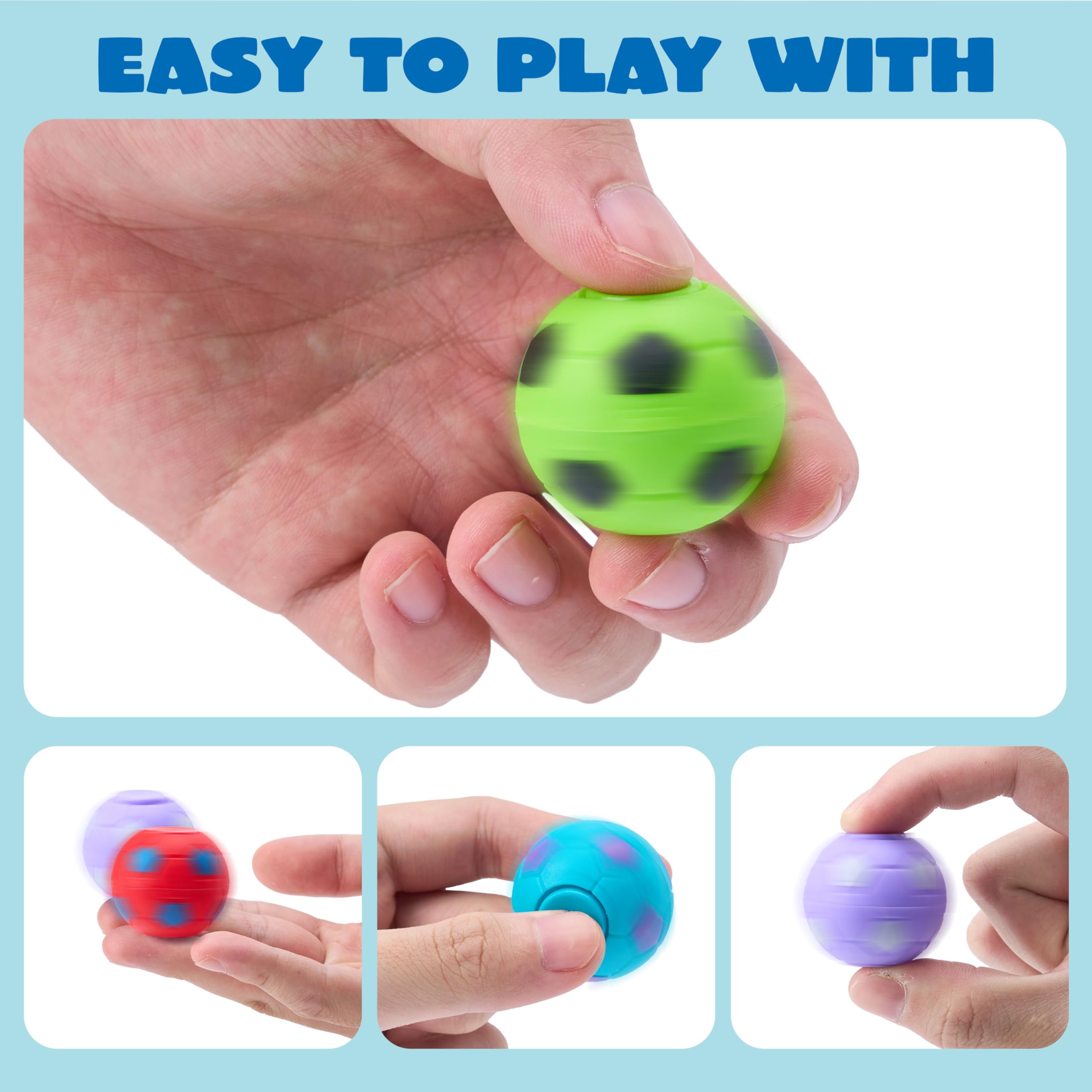 JOYIN 36 Pack Soccer Fidget Spinners for Kids, Soccer Party Favors, Fidget Toys Bulk, Stress Balls, Goodie Bag Stuffers for Birthday Party, Treasure Box for Classroom