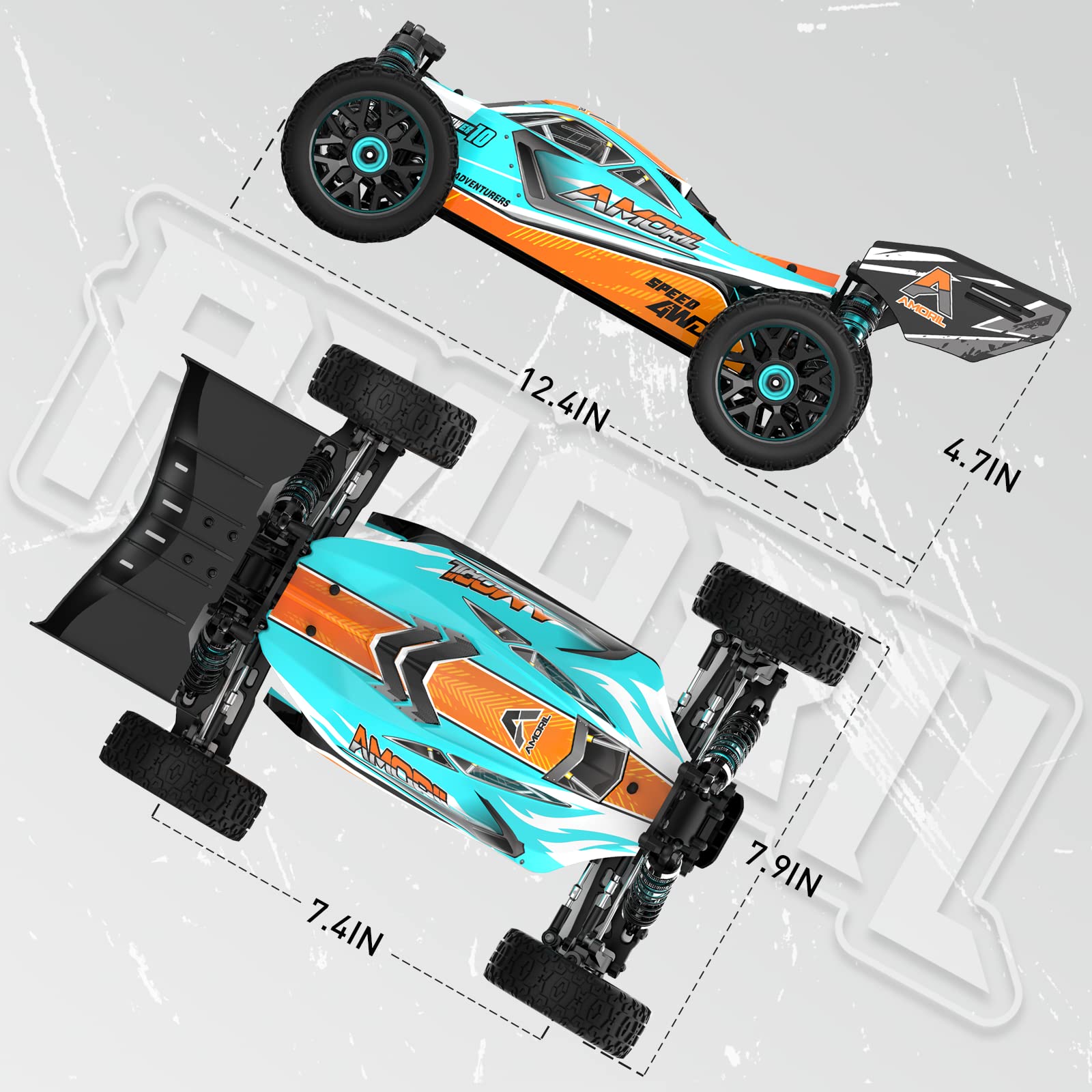 AMORIL 1:14 Fast RC Cars for Adults,Max 70+KMH Hobby Remote Control Car,4X4 Monster Truck Racing Buggy,Electric Vehicle Toy for Kids with Oil Shocks,Metal Parts