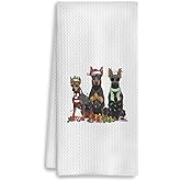COWEB Christmas Doberman Kitchen Towels, Gifts for Women, Hand Towels for Bathroom, Dish Tea Towels, Bathroom Kitchen Decor, 16x24 Inch