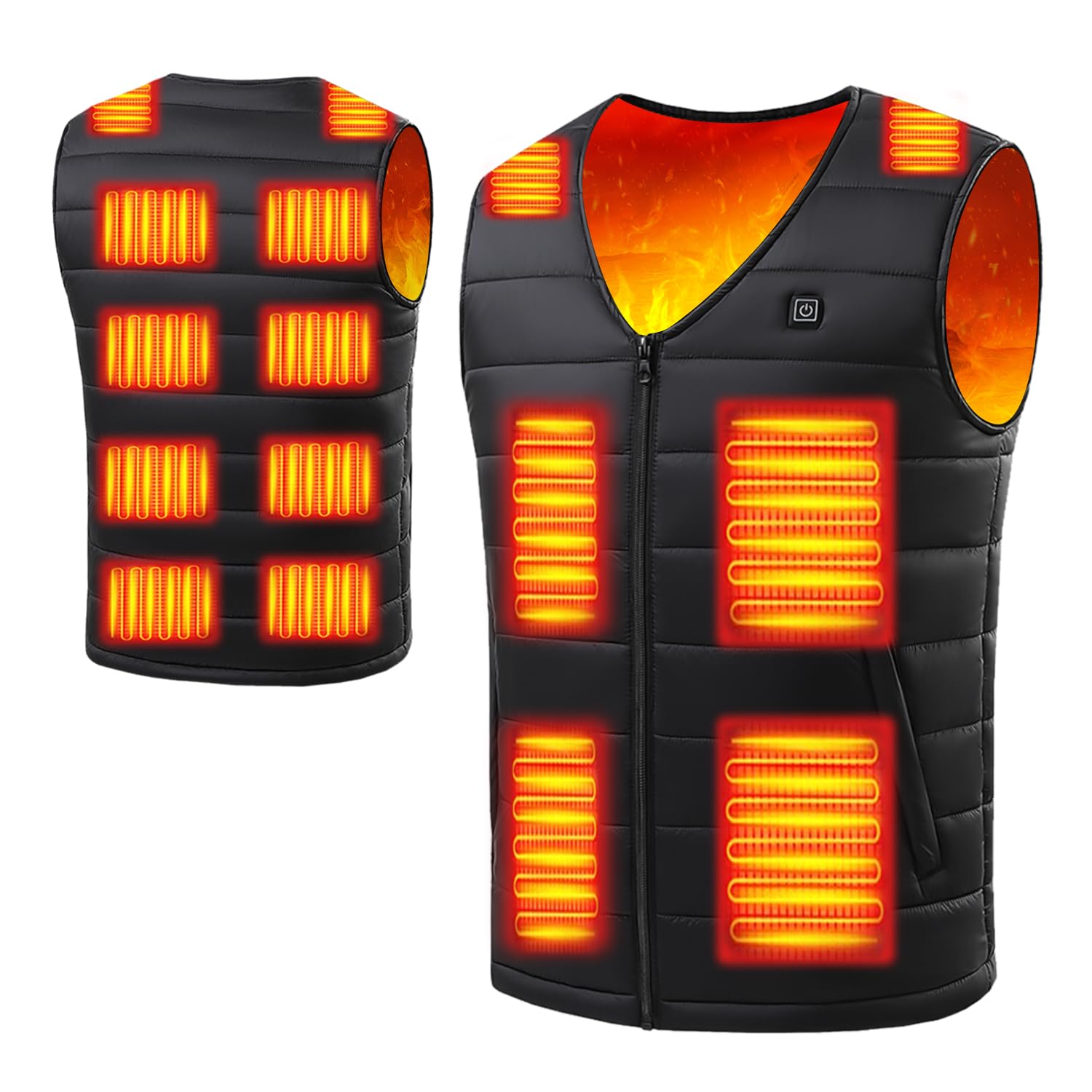 Forticu Electric Heating Vest, Heating Vest, 16 Heating Spots, Super Fast Heating, 3 Levels of Temperature Adjustment, USB Powered, For Winter, Cold Protection, Lightweight, Unisex, Made in Japan