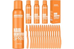 ARSTECH Hair Identifier Spray for Face Shaving Dermaplaning Tool Skin Body Dermaplane Spray for Women with 16 Face Razor Face Shaver Kit Facial Hair Removal Dermaplane Razor for Women Face (Orange 4 Pack)