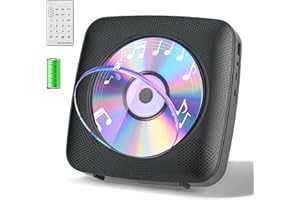 Gueray CD Player Portable with Bluetooth, 1800mAh Rechargeable Battery Operated CD Music Players for Home Desk Built-in HiFi 