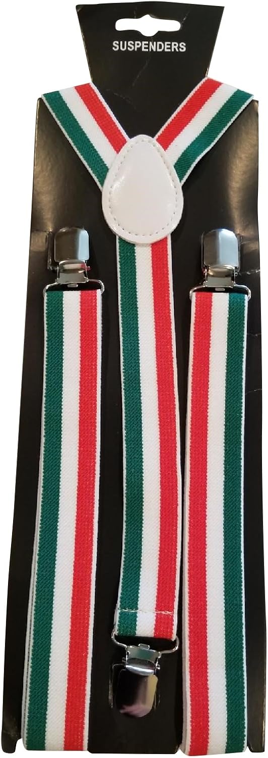 Mens Mexican Bow Tie and Suspenders Set Combo (Striped