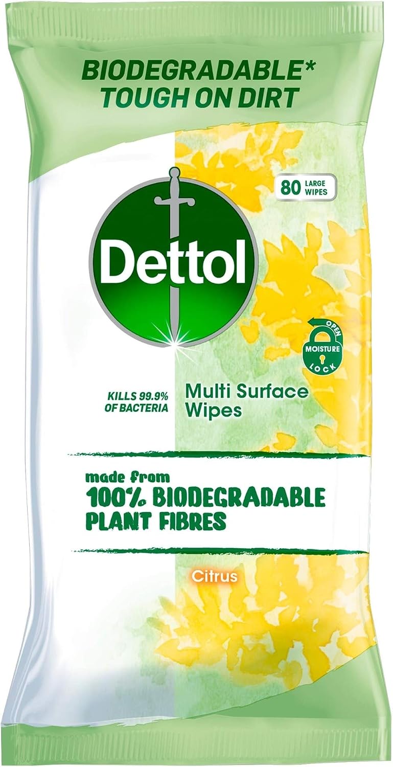 Dettol Multi Surface Wipes, Pack of 80, 80 count (Pack of 1)