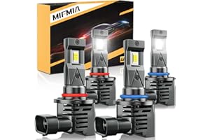 MIFMIA 9005 9006 LED Bulbs Combo, 60000LM 900% Brighter 1:1 Size, Plug-N-Play Wireless 6500K Cool White Backup LED Fog Light Bulbs with Cooling Fan, IP68 Waterproof, Pack of 4
