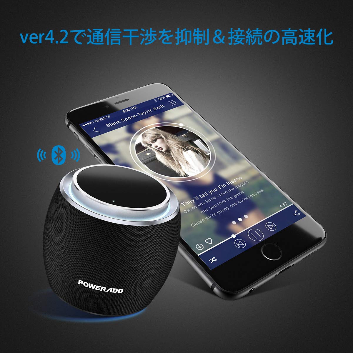 Poweradd Gee-G mini, Super-Portable Bluetooth Speaker with LED Touch Control,5W Speakers,33-Foot Bluetooth Range, 8 Hours Playtime, Enhanced Bass, Built-in Mic for iPhone,for iPad, Samsung, HTC,ect