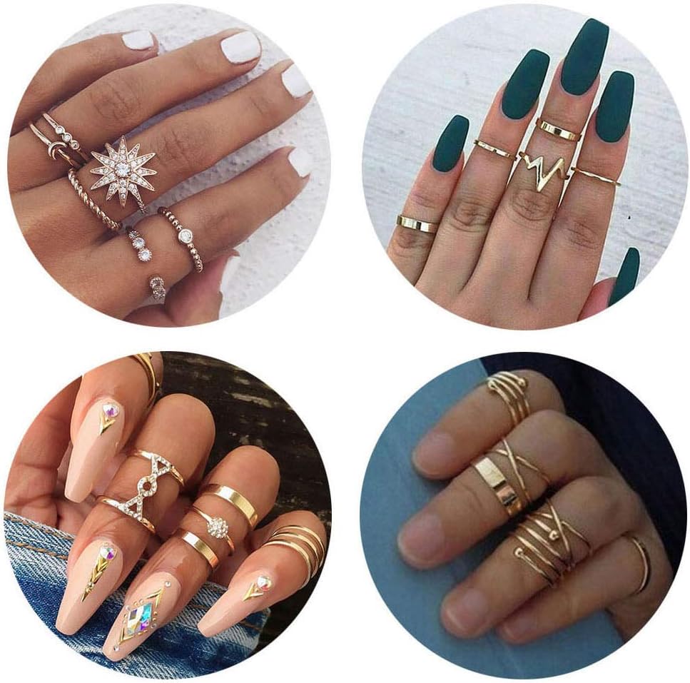 Knuckle Ring Set Vintage Stackable Midi Finger Rings Set for Women Girl Hollow Carved Flowers