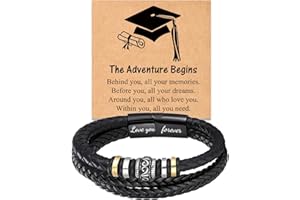 YSSHIN Grandson/Son Bracelet, Grandson Gifts from Grandma, Son Gifts from Mom Braided Leather Bracelet Gifts for Boys Men