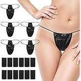 Meyeyaia 200 Pcs Disposable Thongs Panties, Women Spa Disposable Underwear Breathable Non-woven Fabrics T Thong, Black T-String Panties for Women Spray Tanning Wraps, Individually Wrapped