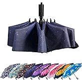 LANBRELLA Compact Reverse Folding Umbrella Auto Windproof Travel Umbrella
