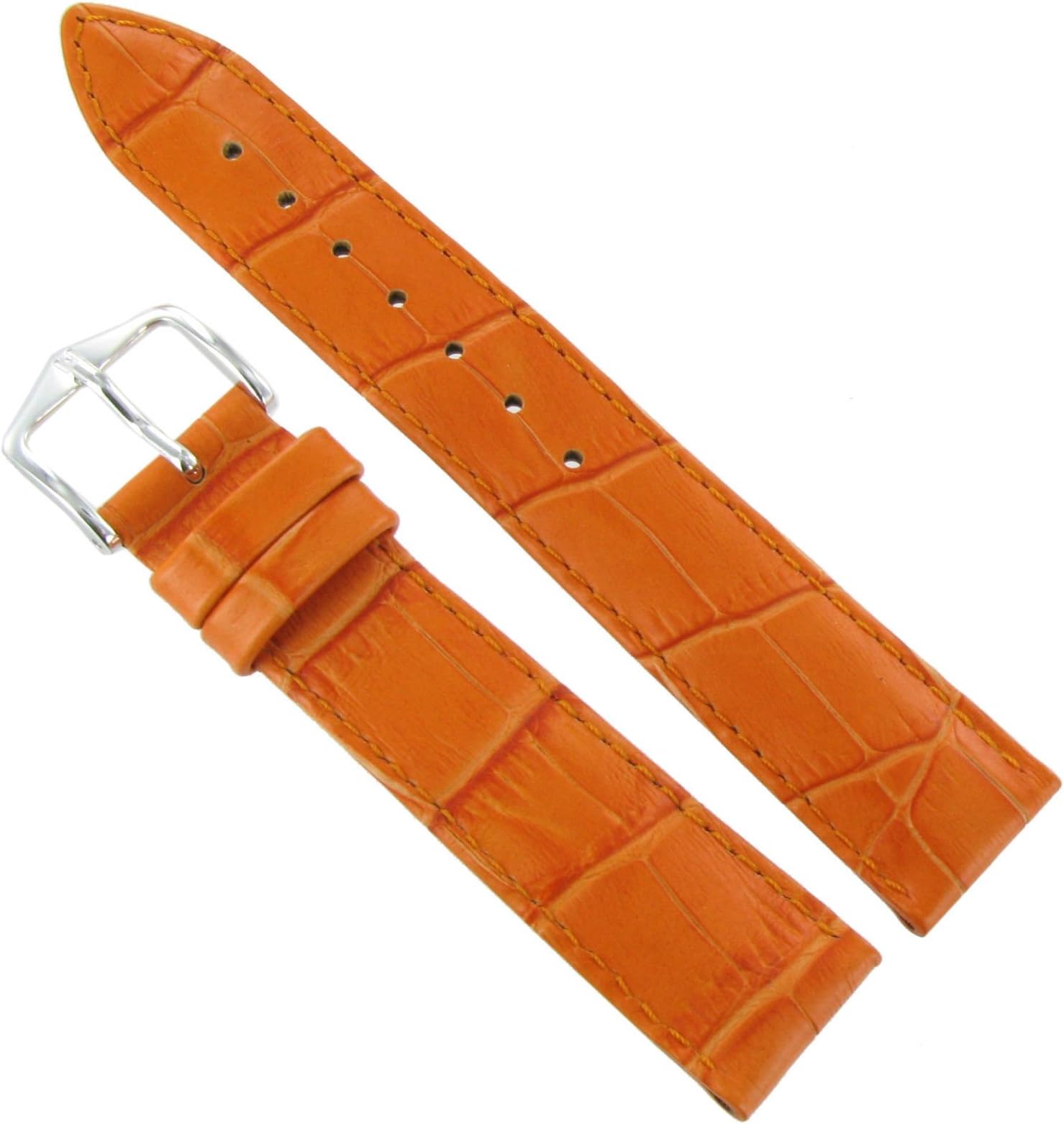 Hirsch18mm Hirsch Duke Alligator Grain Orange Genuine Leather Padded Watch Band Strap