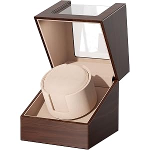 Racokky Watch Winder for Automatic Watches, Anti-Magnetic Single Watch Winder Box for Rolex, Luxury Wooden Case, Quiet Japane