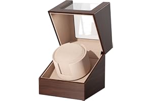 Racokky Automatic Single Watch Winder Box for Rolex and Other Watches, Ultra Quiet Japanese Motor, Self Winding Rotating Wooden Watch Case, Battery or Type-C Powered, Premium Watch Box for Men and Women