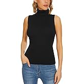 ROW 8 ROW Sleeveless Turtleneck Tops for Women Ribbed Slim Fit Knit Tank Top High Neck Sweater Vest