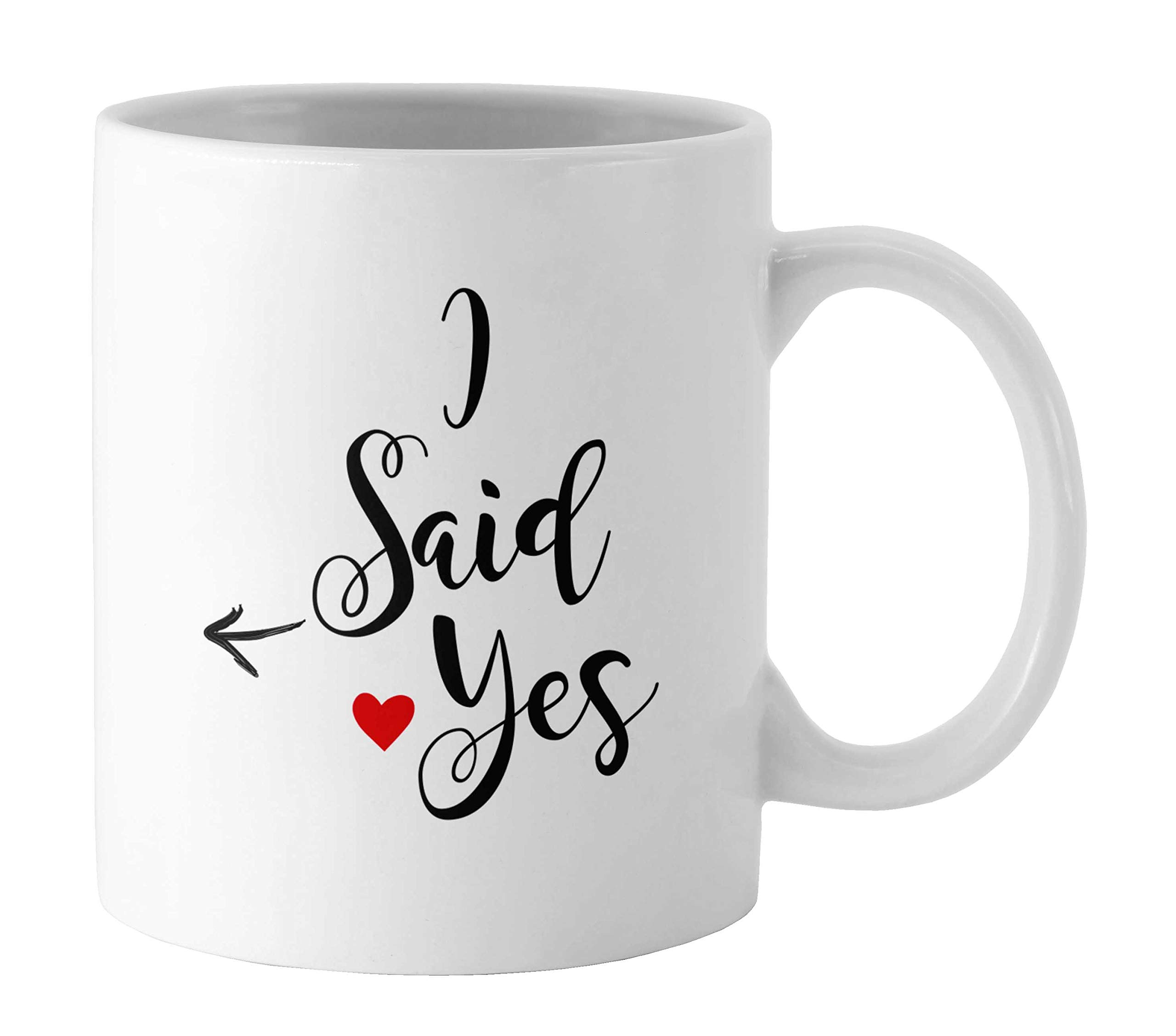 I Said Yes Wedding Announcement Coffee Mug Printed Typography Ceramic Tea Cup with Box