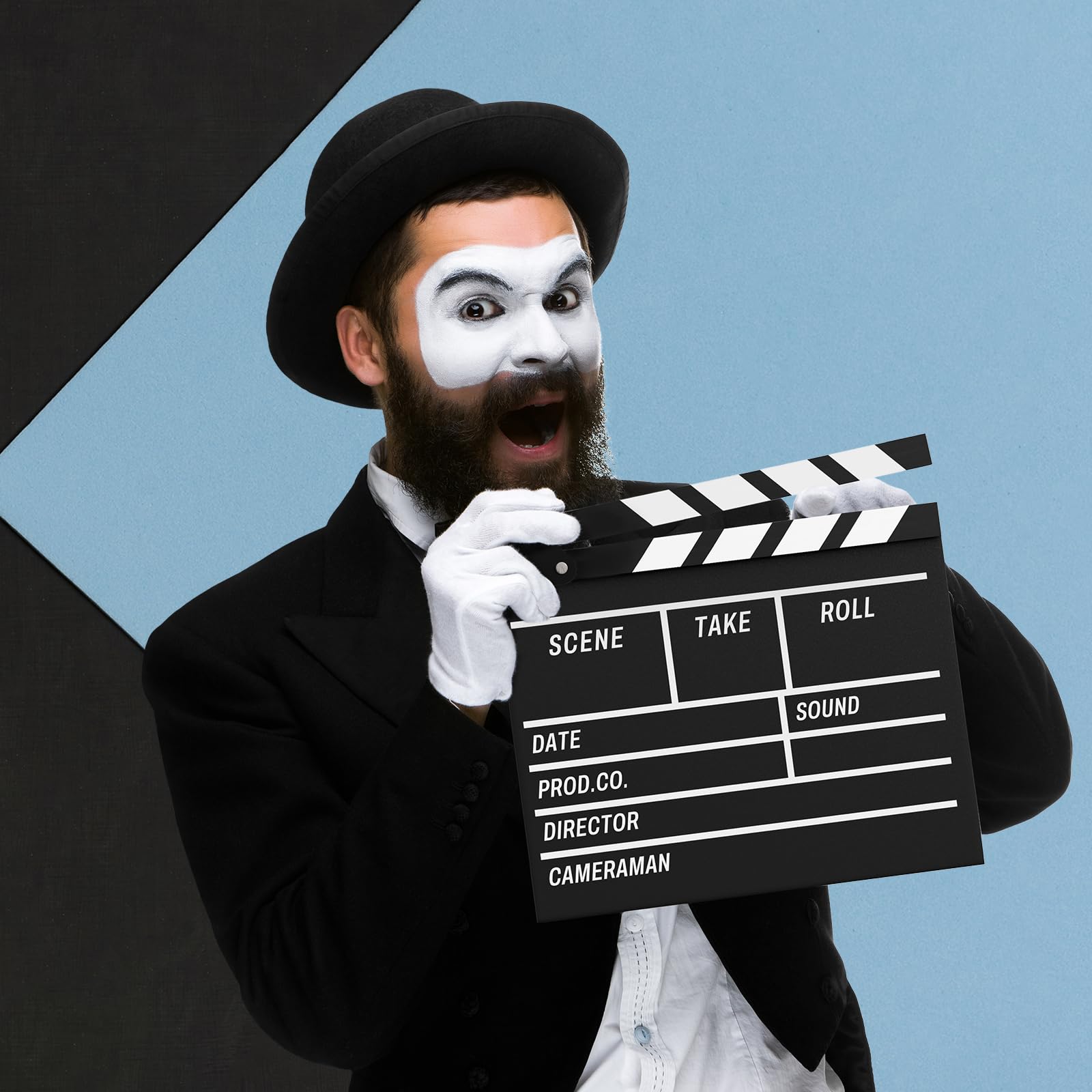 Movie Film Clapboard Hollywood Wooden-Clapper Board Directors Photography Studio Video TV Clapper Board with Erasable Pen Movie Theater Props Decor，Black Clap Board 10.5 X 11.7 inches (Black)