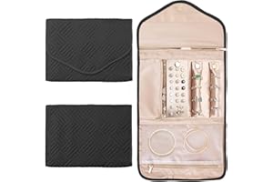 Jewelry Travel Organizer for Women, Anti- Tangle Portable Travel Jewelry Organizer Case, Travel Jewelry Organizer Roll Foldab