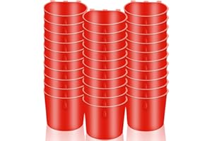 MdakeGo 30 Pcs Chicken Coop Feeder Water Cup,8 oz Cage Cups Chicken Feeder Waterer, Cage Cups Birds Hanging Feeders, Chicken Feeder Water Bowl for Parakeet Poultry Pigeon Bunny Wire Cage (Red)