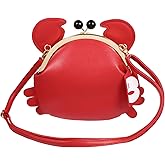 Healvian Fashion Pu Crab Clasp Crossbody Shoulder Bag for Women Girls Unique Animal Shaped Satchel with Adjustable Strap Chic Buckle Closure for Daily Use