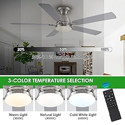 Ceiling Fans with Lights, 56" Flush Mount Ceiling
