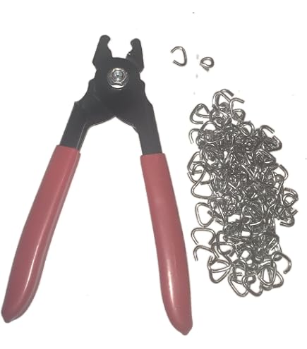 Hog Rings Hog Ringer Pliers & 200 3/4 Netting Fence Cages Car Upholstery SHARP