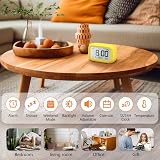 DOOMAY Digital Alarm Clock Bedside Battery Powered LCD Display Yellow view 2
