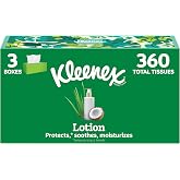 Kleenex Lotion Facial Tissues, 3 Flat Boxes, 120 Tissues per Box
