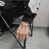 YERTTER Punk Gothic Cross Bangle Bead Bracelet Female Hand Jewelry for Women Bracelets Jewelry Gift for Women