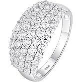 AIHUASI JEWELRY Wide Wedding Bands for Her 925 Sterling Silver Engagement Rings for Women Bridal Eternity Cz Size