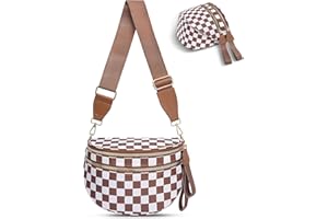 Thalirene Crossbody Bum Bags for Women Checkered Purse Spacious Sling Bag Fanny Pack with Adjustable Strap