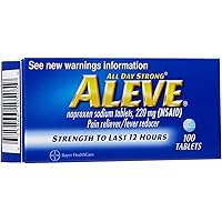 Aleve Tablets with Naproxen Sodium, 220mg (NSAID) Pain Reliever/Fever Reducer, 100 Count