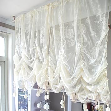 Amazon Com Abreeze Window Curtain Embroidery Tie Up Roman Balloon