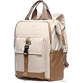 SUNNY BIRD Laptop Backpack, 15.6 Inch Laptop Work Bag, Wide Open Casual Daypack for Women, Men and Adult (White)