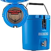 Insulated Beverage Dispenser for Hot Drinks - Hot Cocoa and Coffee - 2 Gallon with Stainless Steel Interior- Portable Sports Drink Dispenser for Camping, Outdoor Events, Parties, & More - Blue