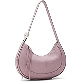 LAFESTIN Women's Leather Crossbody Bag - Adjustable Strap Hobo Purse with Zipper, Trendy Crescent Shoulder Bag for Daily Use